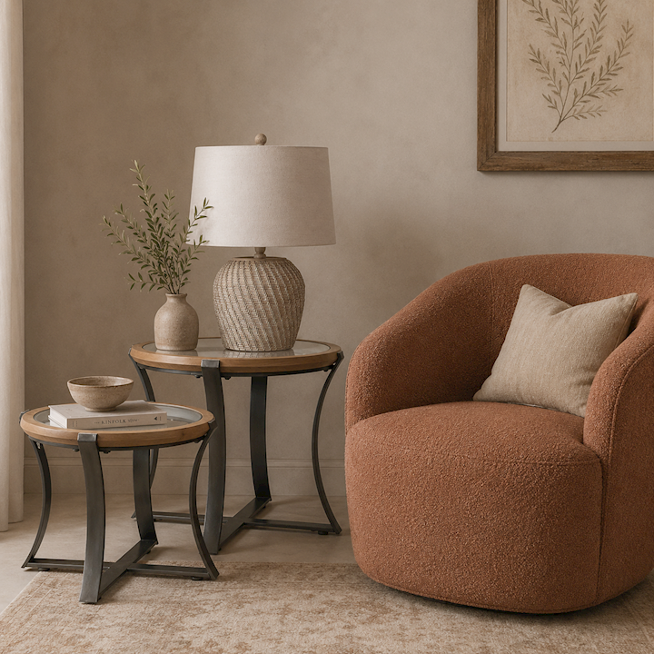 SET OF 2 ROUND TABLES 68x68x61cm/53x53x48cm